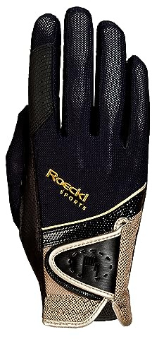 Roeckl Sports Reithandschuh Madrid, Turnier Sommer Handschuh, Schwarz/Gold 10
