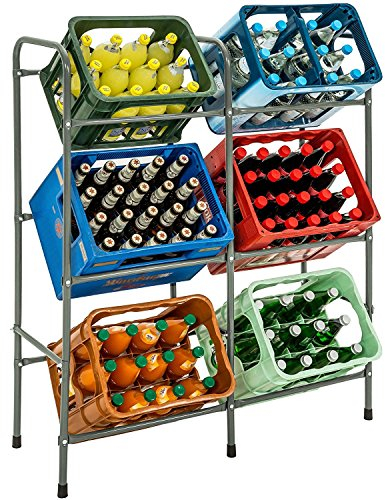 tectake® Getränkekistenregal, Stabiles Standregal, Kistenregal, Kisten Regal, Kastenregal für Getränke, für Küche, Regal Keller, Vorratsregal, Belastbarkeit pro Kasten 40kg (für 6 Kästen)