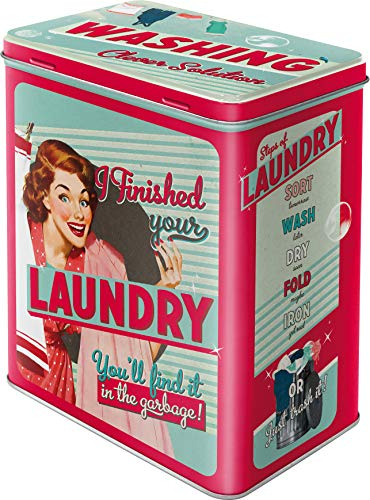 Nostalgic-Art Retro Vorratsdose L, 3 l, Finished Your Laundry – Geschenk-Idee für Dein Zuhause, Große Blech-Dose, Vintage Design