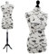 LUCCESI | Schneiderpuppe | zum Probierpreis! | Größen S - XL (Female ♀) | Torso Size: L (Large/40-42) | Wechselbezug Creme-Weiss/florales Muster (schwarz) | Standfuss schwarz | Schaufensterpuppe