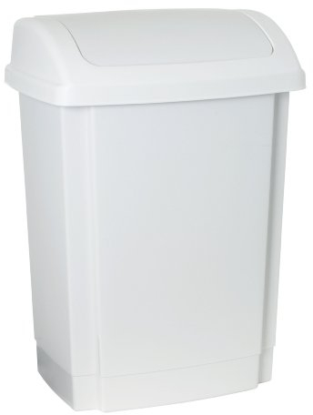 Plast Team 13411731 Poubelle avec Couvercle basculant Blanc 25 l