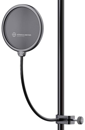 K&M 23956 Popkiller Schwarz - doppelter Nylonschirm ø 13 cm - bis 3 cm Stativdurchmesser - Popschutz für Mikrofone