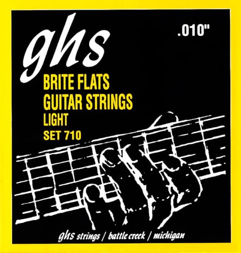 GHS 'Brite Flats' markrundsåret elektriska gitarrsträngar 10-46 ljus