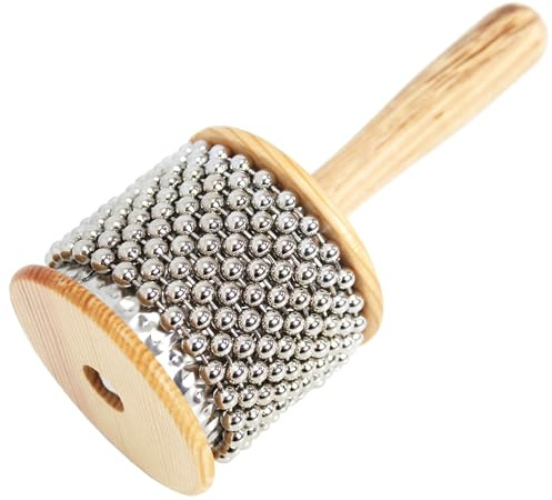 A-Star AP6101 Small Wooden Beaded Cabasa Afuche Shaker, Brown