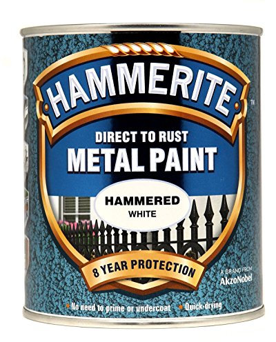 New 2015 Hammerite Hammered Direct to Rust Metal Paint White 750Ml