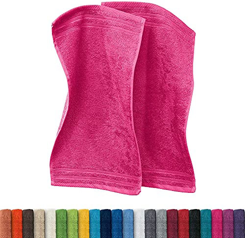 Erwin Müller Gästetuch Heidelberg 2er- Pack 100% Baumwolle pink Größe 30x50 cm - leichte Qualität, saugstark, schnelltrocknend, kompakt - ideal für Sport, Strand, Reisen