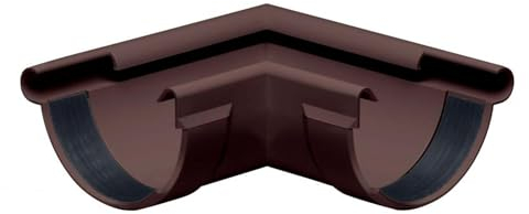 INEFA Rinnenwinkel 90 Grad halbrund Außenwinkel, PVC NW125 / 125mm Dunkelbraun Wulst außen, Verbindungsstück Dachrinnenzubehör, Made in Germany