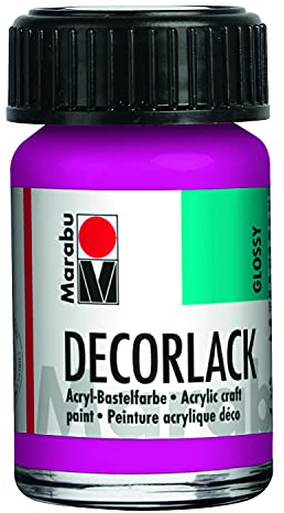 Marabu 11300039014 - Vernice decorativa acrilica magenta 014, 15 ml, vernice acrilica lucida a base d'acqua, resistente alle intemperie, alla saliva, per pittura, stencil e per decoupage