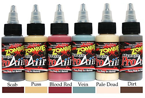 ProAiir Face and Body Painting Makeup - 6 Zombie Colors - 1 oz (30ml)