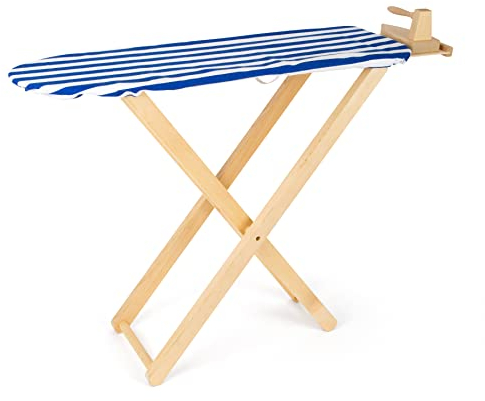 Small Foot Ironing Board with Wooden Iron with Colourful Fabric Cover and Storage Board, Role Toy from 3 Years, 8303 Toy