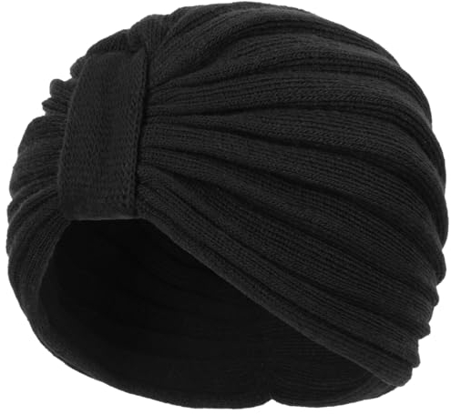 McBURN Giovanna Winter Wollturban Damen - Made in Italy Strickturban Winterturban Strickmützen Herbst-Winter - One Size schwarz