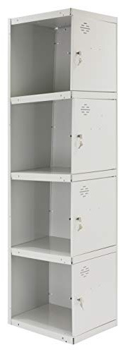 Simon Rack Taquillas Vestuario Metálicas, 4 Puertas, MÓDULO Adicional, Incluye Llave, 1800x300x500 mm, Gris - Simonlocker