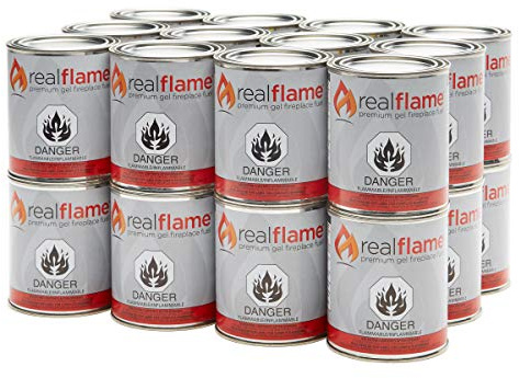 Real Flame Gel Fuel Cans - 24-Pack - Gelled Isopropyl Alcohol for Indoor or Outdoor Fireplaces