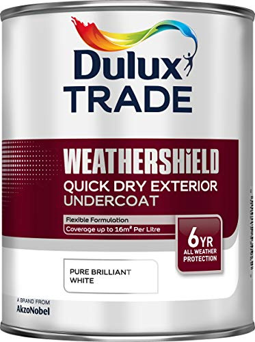Dulux Trade Weathershield Quick Drying Exterior Undercoat Pure Brilliant White 1 Litre