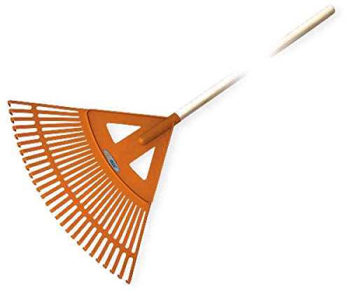 Bradas KT-CX27W Fächerbesen mit 27 Zinken und Holzstiel, Orange