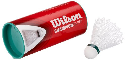 Wilson Badminton Nylon Federbälle mit Korkkopf Championship 3er Dose 77 (slow) whi, weiss