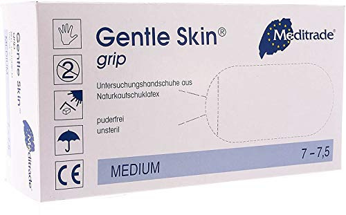 Gentle Skin Grip Latex Einmalhandschuhe, Untersuchungshandschuhe, Einweghandschuhe - unsteril, puderfrei 1x100 Stück (M)