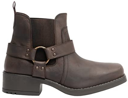 Gringos - Botas de Cuero con arreos al Tobillo y Elásticos Laterales Modelo Harley para Hombre (42 EU/Marrón)