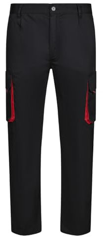 Velilla 103004 - Pantalon multipoches (taille 42) couleur noir et rouge
