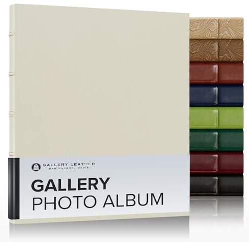 Gallery Leather Photo Album 4x6 Pictures with Slip-In Pockets & Writing Space – Holds up to 120 Photos, Ring Bound, Made in USA – Freeport Ivory - 11.75 x 10.5