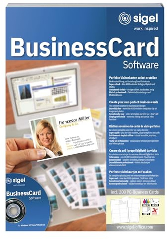 SIGEL SW670 BusinessCard Gestaltungs-Software für Visitenkarten, CD inkl. 200 Karten