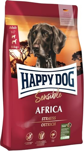 Happy Dog 03545 - Sensible Africa Strauß - Hunde-Trockenfutter für ausgewachsene Hunde - 1 kg Inhalt