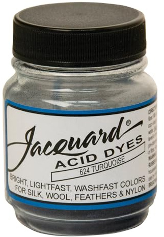 Jacquard Acid Dye 1/2oz Jar Turquoise - Acid Dye for Wool, Silk, Alpaca, Feathers, Cosplay Wigs and Nylon - Powder Wool Dye for Full Coverage Dyeing - Vibrant Acid Silk Dye