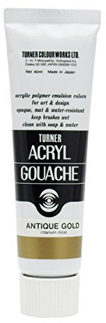 Turner Colour Works Acryl Gouache Artist Acrylic Paint - Single 40 ml Tube - 40ml antique gold