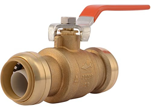 SharkBite 1 Inch Ball Valve, Push to Connect Brass Plumbing Fitting, Water Shut Off, PEX Pipe, Copper, CPVC, PE-RT, HDPE, 22223-0000LFA