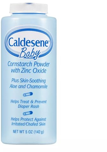 Caldesene Cornstarch Baby Powder with Zinc Oxide, Talc-Free Baby Powder, 5 Oz (4 Pack)