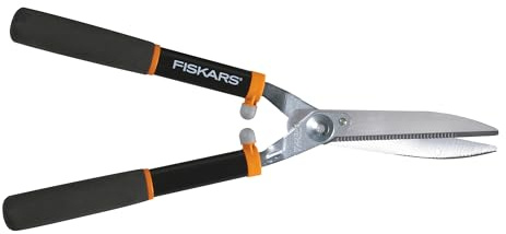 Fiskars Power Lever Hedge Shears, Precision-Ground Gator-Blade Serrated Steel Grips Branches, Multiplies Leverage for Easier Trimming & Shaping Shrubs, Shock-Absorbing Bumper & SoftGrip, 8 Blades