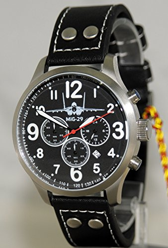 Reloj piloto IMC® MIG-29 Aviator Cronógrafo de Acero Inoxidable - Edición Especial Que Incluye una Caja de Regalo de Terciopelo …