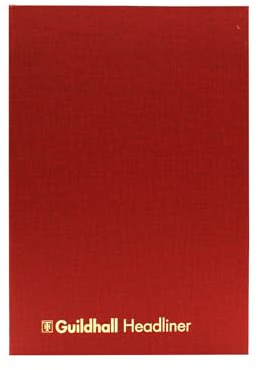 Exacompta - Ref 38/12Z - Guildhall - Headliner Case bound Hardback Account Book, 298 x 203mm, 12 Cash Column, 80 Pages, Tamper-Proof, Precision Ruled 95gsm Ledger Paper - Burgundy