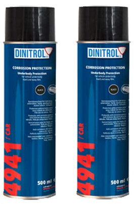 Dinitrol 4941 BLACK UNDERBODY WAX 2 x 500ml AEROSOL SPRAY CANS