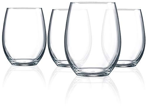 Arc International Cachet 21 Ounce Stemless Wine Glass, Set of 4, 21-Ounce, Clear