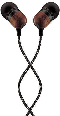 The House of Marley Smile Jamaica Écouteurs Intra-auriculaires, Bouton de Contrôle du Microphone, Driver 9,2mm Anti-Bruit, 2 Tailles d’Embouts Inclus pour le Confort, Câble Anti-nœuds, Noir