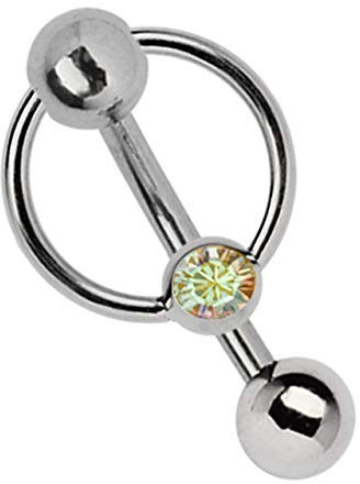 Modern Nature Piercingschmuck Intimate Piercing Titanium Banana in 1,6 mm, 5 mm Bowling Ball with Holes and Clamping - Ring with Stone in Many Colors - Multi Clear