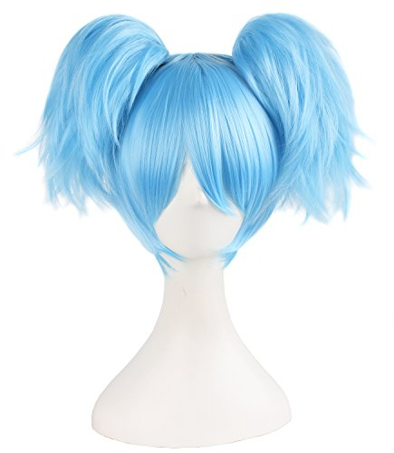 MapofBeauty 12/30cm Court Droit Homme Tressé Perruques (Azur)