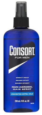Consort Hair Spray for Men, Extra Hold, Unscented, Non-Aerosol - 8 oz(Pack of 4)
