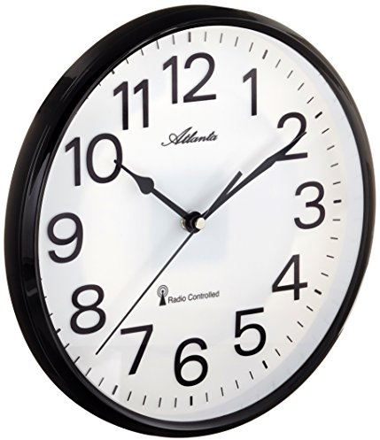 Atlanta Funk Wanduhr Küchenuhr 26 cm Schwarz 4378-7