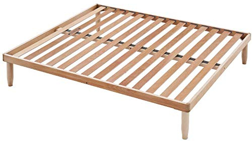 Evergreenweb - Rete Matrimoniale Fissa 160x190 alta 35 cm a Doghe in Legno Naturale ORTOPEDICA Base Letto o Materasso Struttura Rinforzata Traverso Centrale 5 Gambe Smontabili Base da Incasso, OFFERTA