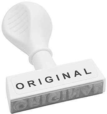 WEDO 19329 Lagertext Stämpel ORIGINAL, plast, avtryckets bredd ca 45 mm, skrifthöjd 5,5 mm, ergonomiskt handtag, vit