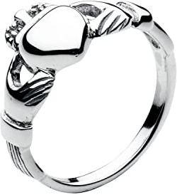 Heritage kvinnors sterling silver keltisk irländsk Claddagh ring, Large, Sterlingsilver, Enkel