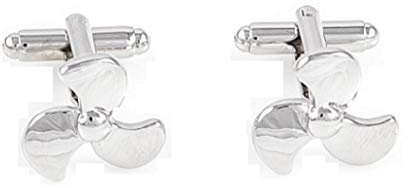 MRCUFF Propeller Ship Boat Pair of Cufflinks in a Presentation Gift Box & Polishing Cloth