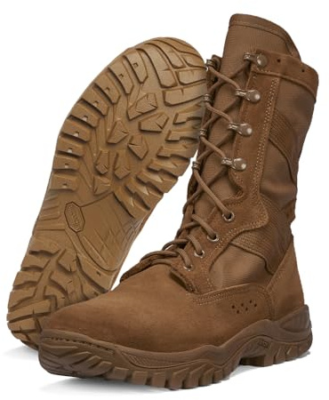 Belleville Flyweight C320 Combat Boot - Lightweight Tactical Boots - Breathable Hot Weather Wear - Desert Traction Outsole - Soft Toe Style - Full-Grain Cattlehide Leather - Coyote - 10 Wide