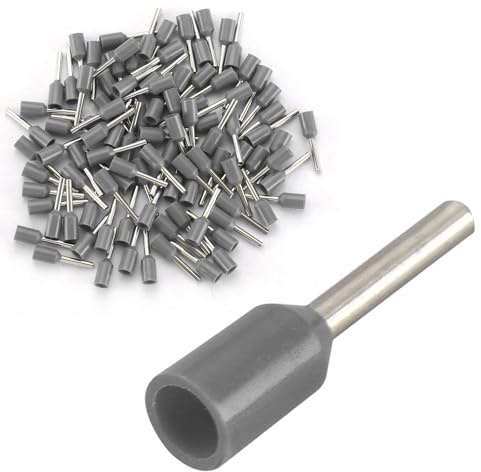 BAOMAIN 100Pcs 12 AWG Insulated Wire Ferrules Grey Crimp Terminal E4018
