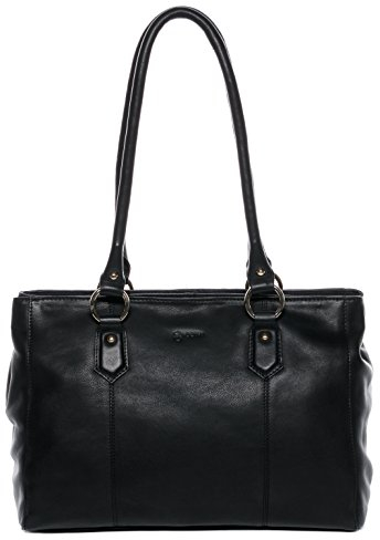 BACCINI große Handtasche mit Langen Henkeln echt Leder - Henkeltasche Noell - Schultertasche Damentasche - Ledertasche Damen schwarz handgefertigt