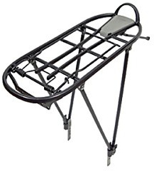 ATRAN Velo H.R.-Gepäckträger 'Fly' 24'-28' verstellbar, Alu, V-Streben, mit Befestigungsmaterial für die Hinterbaustreben, max. Zuladung 25kg, schwarz-matt