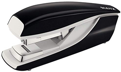 Leitz Flachheftgerät aus Metall, Für 40 Blatt, Inkl. Heftklammern, Ergonomisches Design, Schwarz, NeXXt-Serie, 55230095