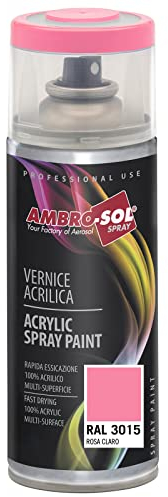 AMBRO-SOL - Pintura acrílica en spray, color Rosa Palido, RAL 3015, resultado profesional en múltiples superficies, exteriores e interiores, 400 ml